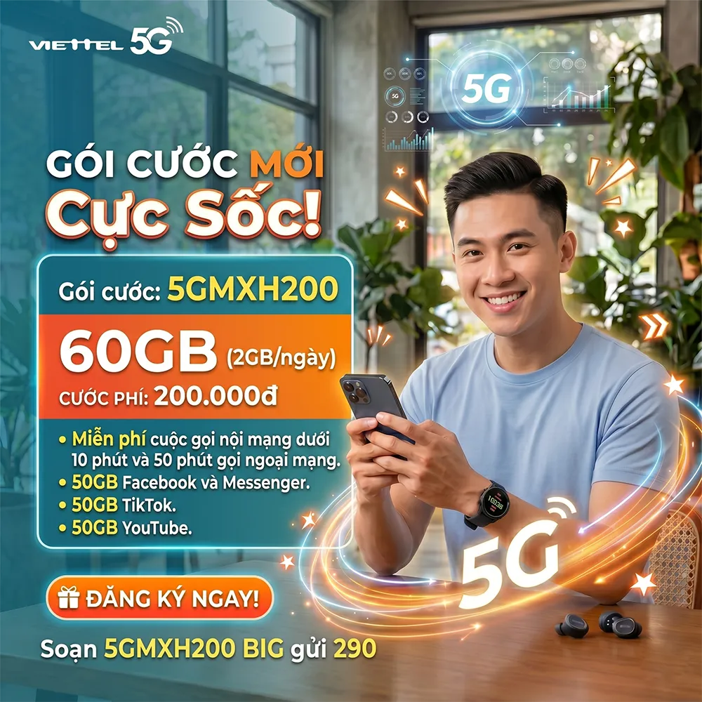 Gói 5GMXH200 Viettel
