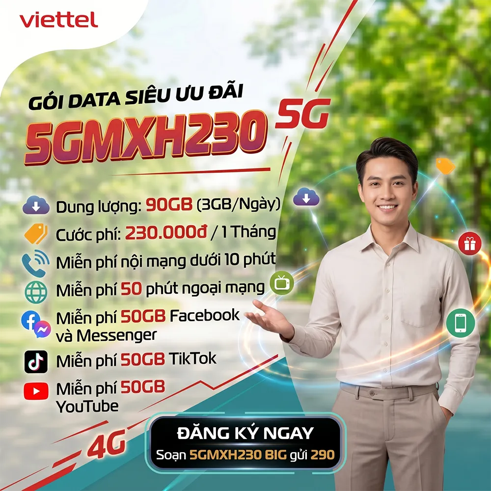 Gói 5GMXH230 Viettel